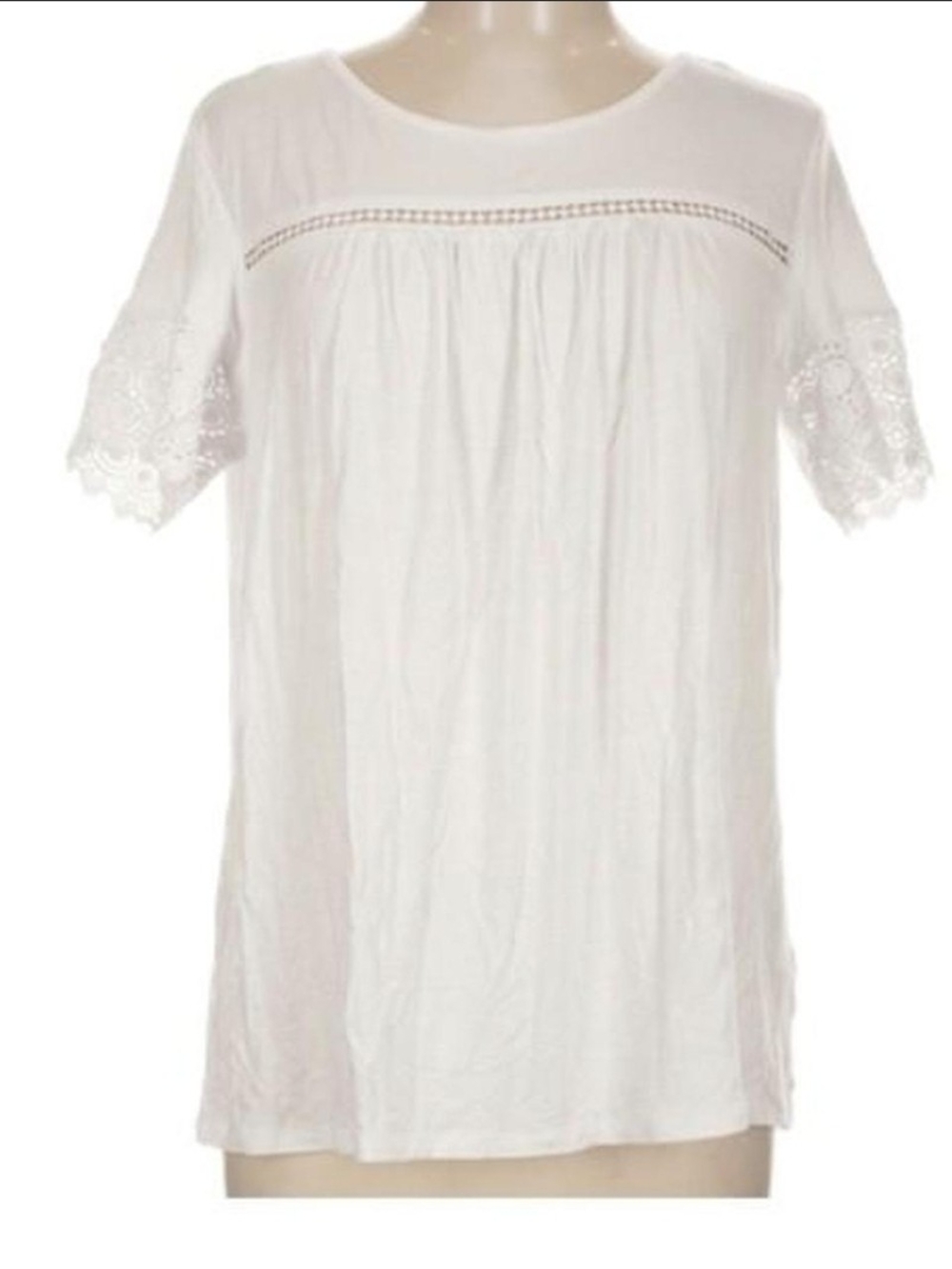 Westport White Crochet Sleeve Cotton Top